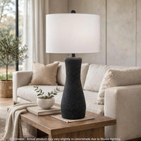 Aaya Table Lamp, Bottle Shape, Hardback Shade, White and Black 33 Inch-BM355624