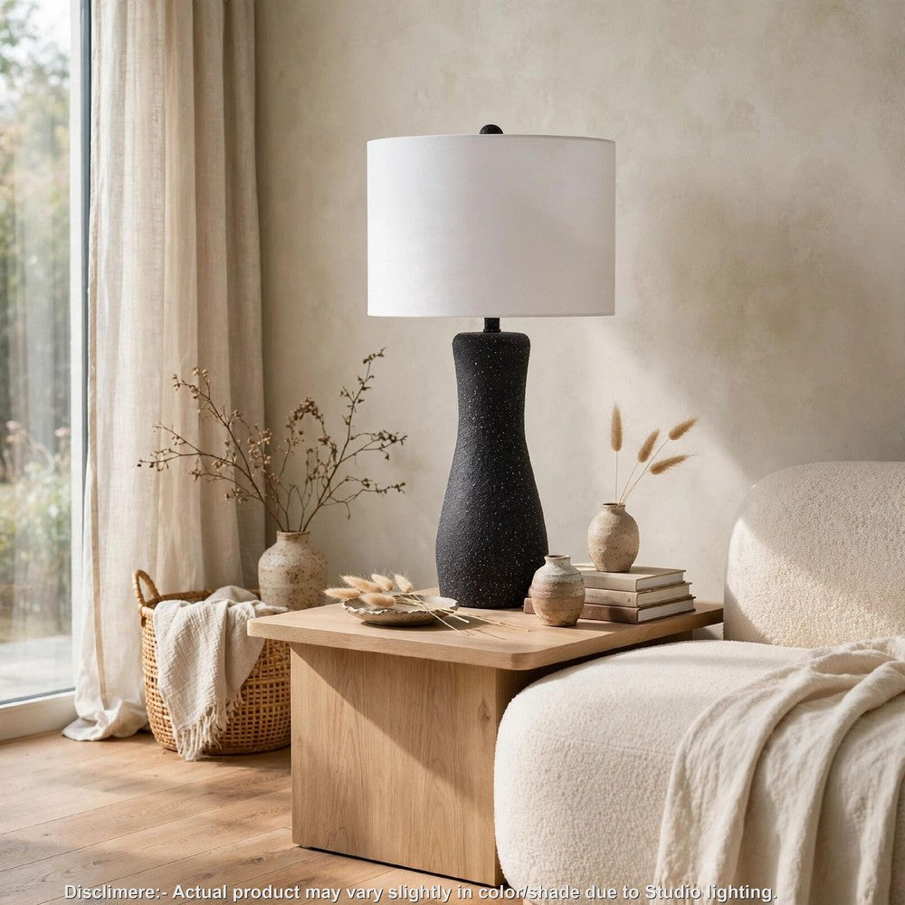 Aaya Table Lamp, Bottle Shape, Hardback Shade, White and Black 33 Inch-BM355624