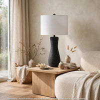 Aaya Table Lamp, Bottle Shape, Hardback Shade, White and Black 33 Inch-BM355624