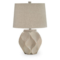 Eddy Table Lamp, Sculptural Curves, Glossy Cream Paper Composite 25 Inch-BM355625