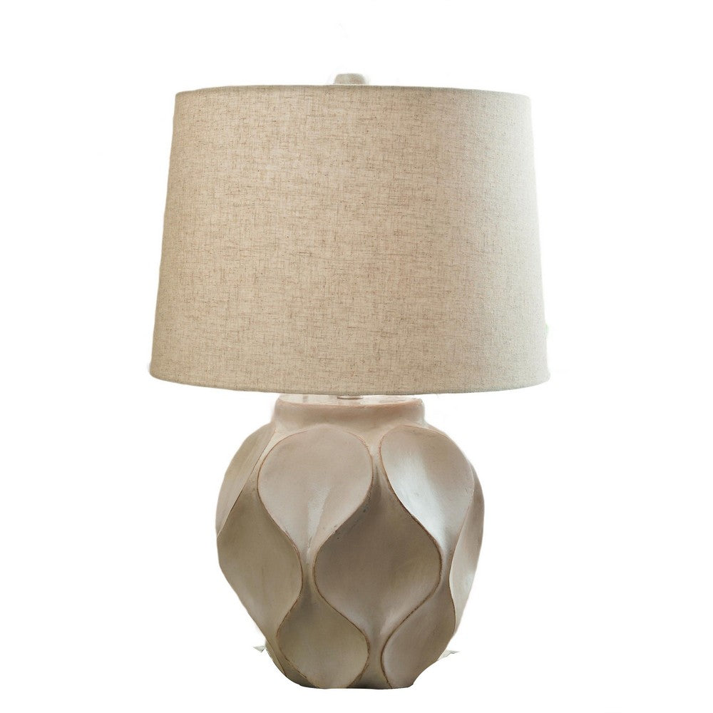 Eddy Table Lamp, Sculptural Curves, Glossy Cream Paper Composite 25 Inch-BM355625