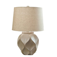 Eddy Table Lamp, Sculptural Curves, Glossy Cream Paper Composite 25 Inch-BM355625