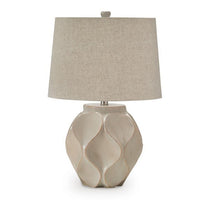 Eddy Table Lamp, Sculptural Curves, Glossy Cream Paper Composite 25 Inch-BM355625