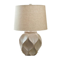 Eddy Table Lamp, Sculptural Curves, Glossy Cream Paper Composite 25 Inch-BM355625