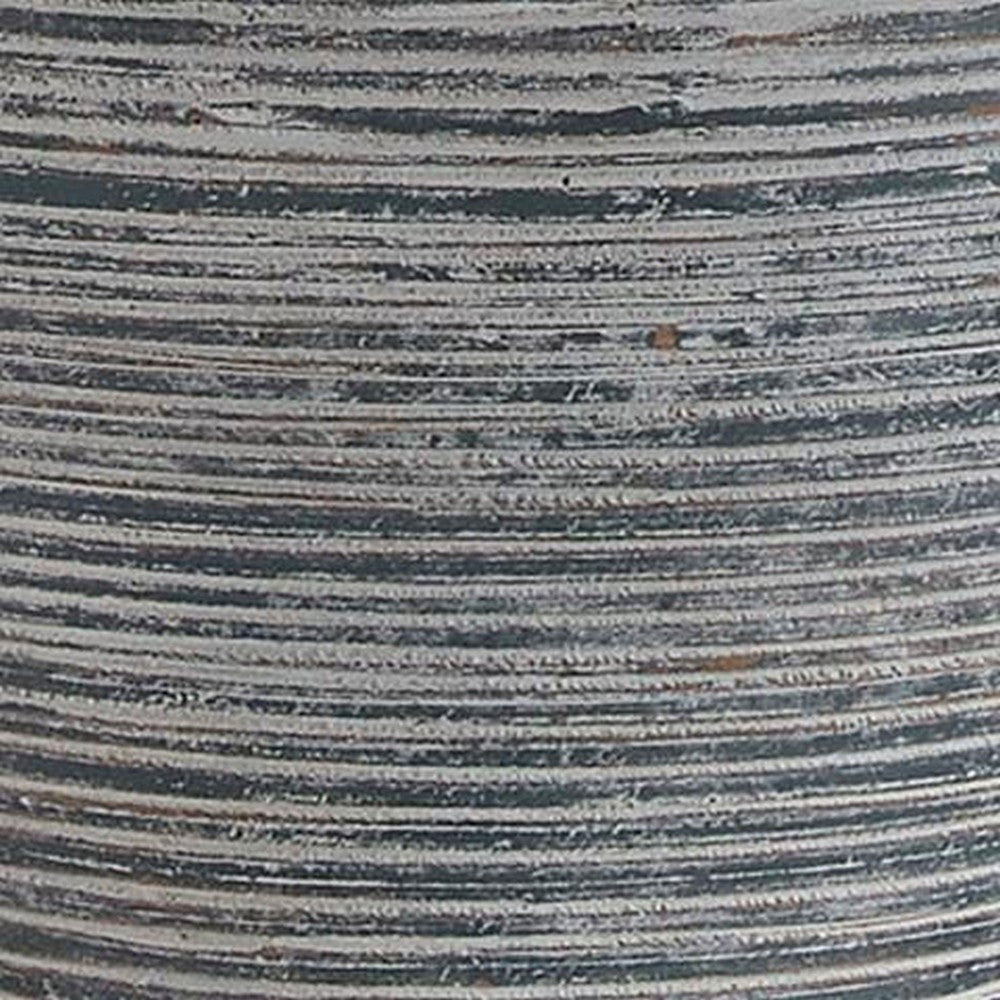 Lava Table Lamp, Vase Shape, Drum Shade, Blue and White Terracotta 29 Inch - BM355626