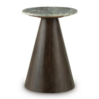 Nori Accent Table, Round Marble Top, Conical Wood Base, Brown 21 Inch-BM355629