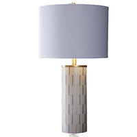 Fara Table Lamp, Cylindrical Base, Mosaic Pattern, White, Brass 29 Inch-BM355630