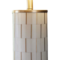 Fara Table Lamp, Cylindrical Base, Mosaic Pattern, White, Brass 29 Inch-BM355630