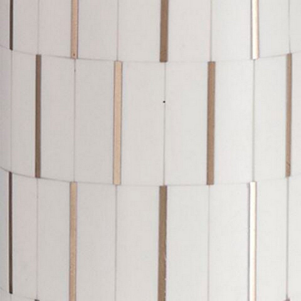 Fara Table Lamp, Cylindrical Base, Mosaic Pattern, White, Brass 29 Inch-BM355630
