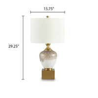 Tevi Table Lamp, Urn Shape, Block Base, Speckled  Brown and White 29 Inch-BM355631