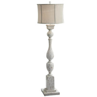 Mady Floor Lamp, Bell Shade, Turned Body, Antique White Polyresin 62 Inch-BM355632