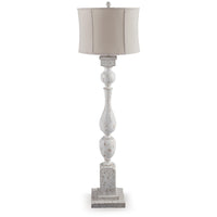 Mady Floor Lamp, Bell Shade, Turned Body, Antique White Polyresin 62 Inch-BM355632