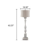 Mady Floor Lamp, Bell Shade, Turned Body, Antique White Polyresin 62 Inch-BM355632