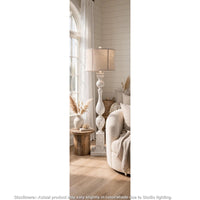 Mady Floor Lamp, Bell Shade, Turned Body, Antique White Polyresin 62 Inch-BM355632