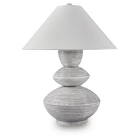 Boca Table Lamp, Triple Gourd Base, Distressed White Polyresin 30 Inch - BM355633