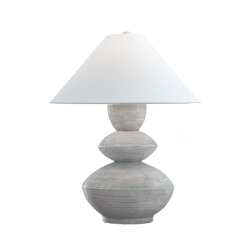 Boca Table Lamp, Triple Gourd Base, Distressed White Polyresin 30 Inch - BM355633