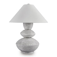 Boca Table Lamp, Triple Gourd Base, Distressed White Polyresin 30 Inch - BM355633