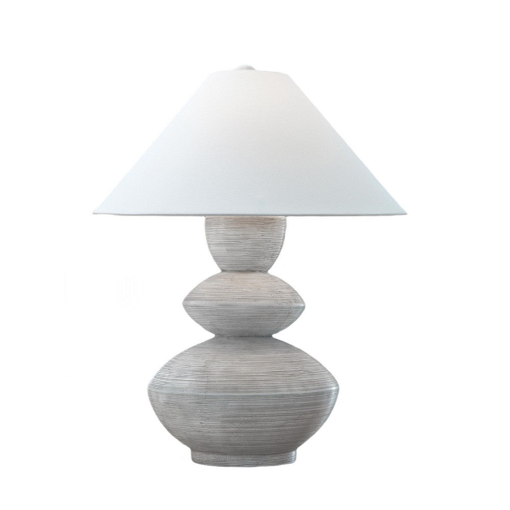 Boca Table Lamp, Triple Gourd Base, Distressed White Polyresin 30 Inch - BM355633