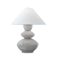 Boca Table Lamp, Triple Gourd Base, Distressed White Polyresin 30 Inch - BM355633