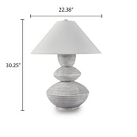 Boca Table Lamp, Triple Gourd Base, Distressed White Polyresin 30 Inch - BM355633