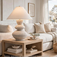 Boca Table Lamp, Triple Gourd Base, Distressed White Polyresin 30 Inch - BM355633