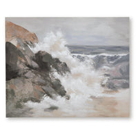 Thuna Wall Art, Hand Painted Stormy Seascape, Wrapped Canvas, Tan 40x50 - BM355634