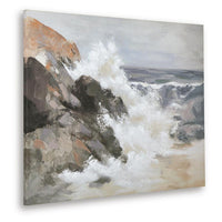 Thuna Wall Art, Hand Painted Stormy Seascape, Wrapped Canvas, Tan 40x50 - BM355634