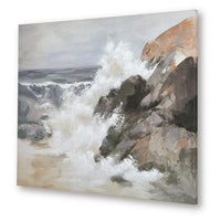 Thuna Wall Art, Hand Painted Stormy Seascape, Wrapped Canvas, Tan 40x50 - BM355634