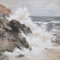 Thuna Wall Art, Hand Painted Stormy Seascape, Wrapped Canvas, Tan 40x50 - BM355634