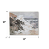 Thuna Wall Art, Hand Painted Stormy Seascape, Wrapped Canvas, Tan 40x50 - BM355634