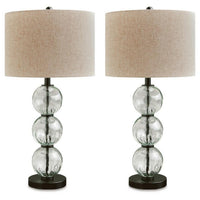 Airo Table Lamp Set of 2, Stacked Glass Spheres, Brown Shade, Black Metal-BM355635