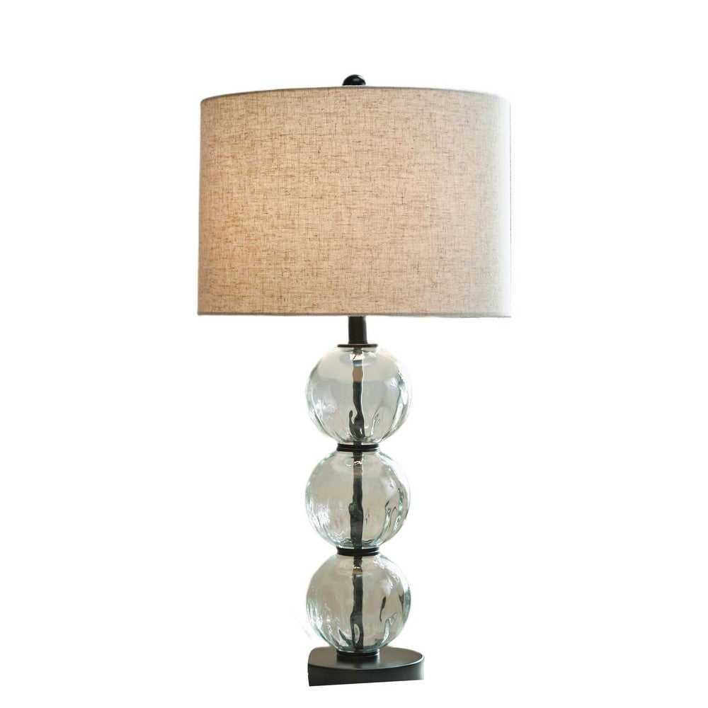 Airo Table Lamp Set of 2, Stacked Glass Spheres, Brown Shade, Black Metal-BM355635