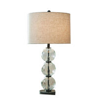Airo Table Lamp Set of 2, Stacked Glass Spheres, Brown Shade, Black Metal-BM355635