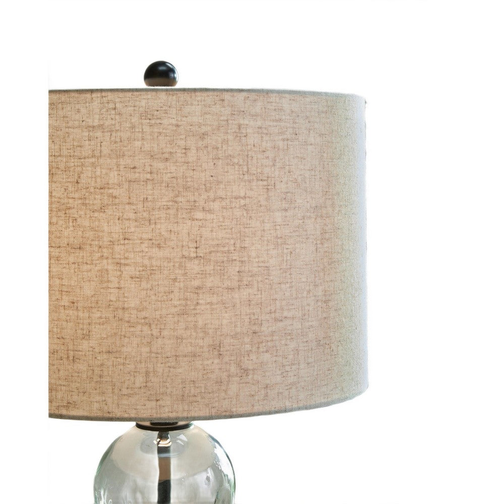 Airo Table Lamp Set of 2, Stacked Glass Spheres, Brown Shade, Black Metal-BM355635
