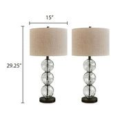 Airo Table Lamp Set of 2, Stacked Glass Spheres, Brown Shade, Black Metal-BM355635