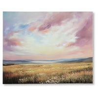 Roly Wall Art, Hand Painted Floral Landscape,  Pink and Blue Canvas 40x50 - BM355637