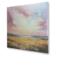 Roly Wall Art, Hand Painted Floral Landscape,  Pink and Blue Canvas 40x50 - BM355637