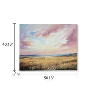 Roly Wall Art, Hand Painted Floral Landscape,  Pink and Blue Canvas 40x50 - BM355637