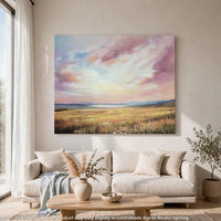 Roly Wall Art, Hand Painted Floral Landscape,  Pink and Blue Canvas 40x50 - BM355637