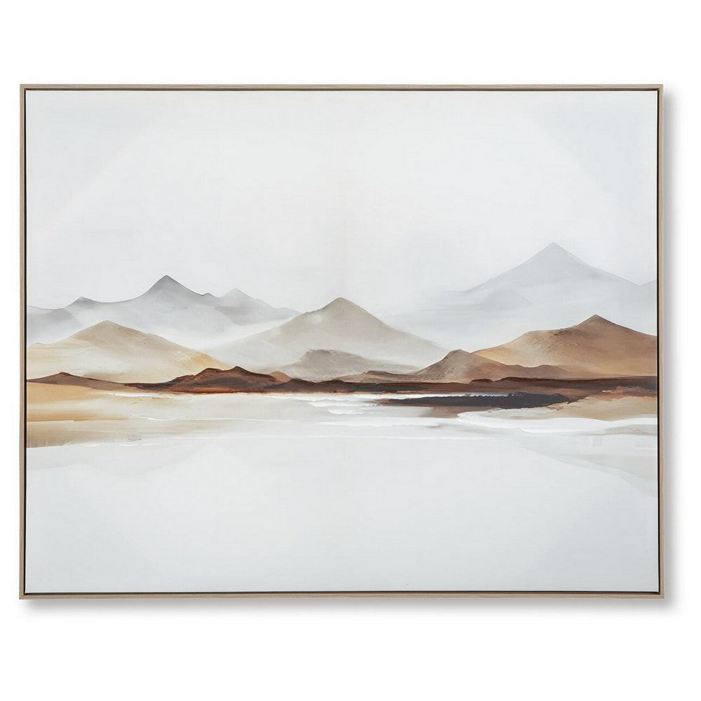 Rala Wall Art, Hand Painted Mountain Landscape, White and Gray 40x50 - BM355638