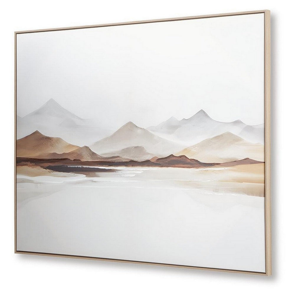Rala Wall Art, Hand Painted Mountain Landscape, White and Gray 40x50 - BM355638