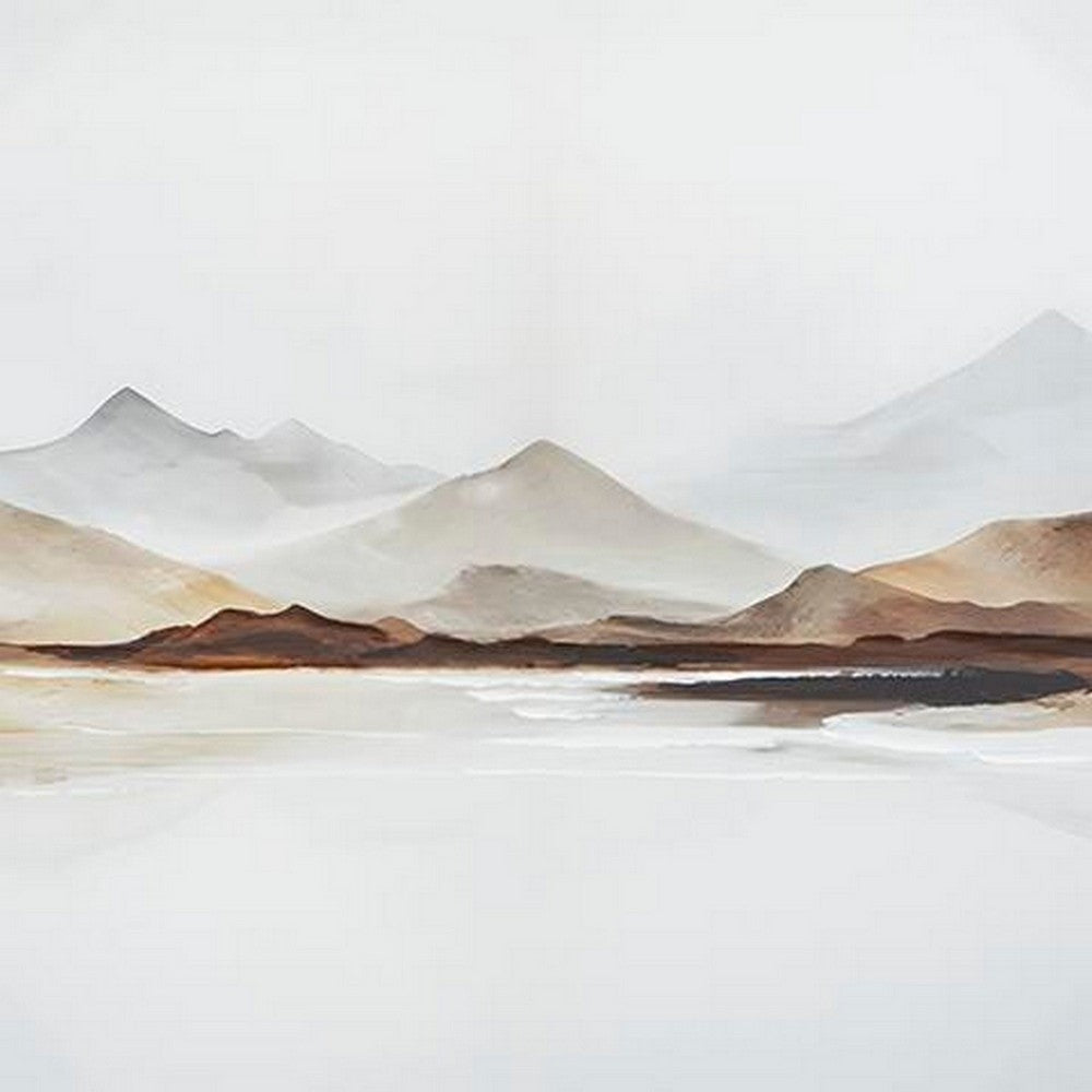 Rala Wall Art, Hand Painted Mountain Landscape, White and Gray 40x50 - BM355638