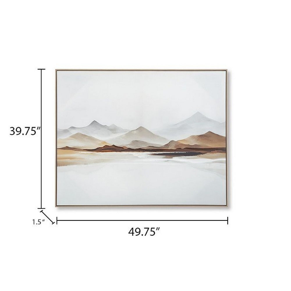 Rala Wall Art, Hand Painted Mountain Landscape, White and Gray 40x50 - BM355638