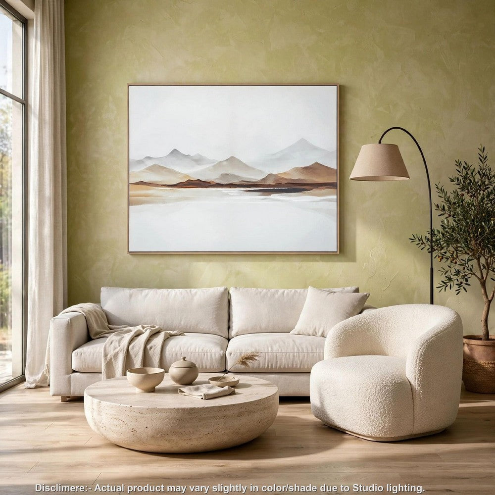 Rala Wall Art, Hand Painted Mountain Landscape, White and Gray 40x50 - BM355638