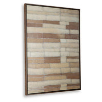 Moyre Wall Art, Hand Painted Abstract Grid Design, Brown and White 36x48 - BM355639