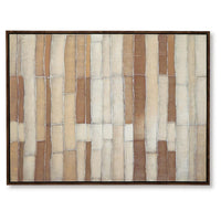 Moyre Wall Art, Hand Painted Abstract Grid Design, Brown and White 36x48 - BM355639