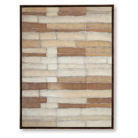 Moyre Wall Art, Hand Painted Abstract Grid Design, Brown and White 36x48 - BM355639