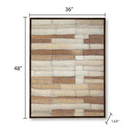 Moyre Wall Art, Hand Painted Abstract Grid Design, Brown and White 36x48 - BM355639