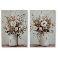 Faiz Wall Art Set of 2, Pitcher w Flowers, Embellished Gold Foil, Gray 24x35 - BM355640