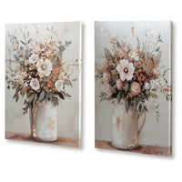 Faiz Wall Art Set of 2, Pitcher w Flowers, Embellished Gold Foil, Gray 24x35 - BM355640